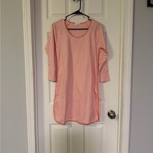 Coral and white stripe gown